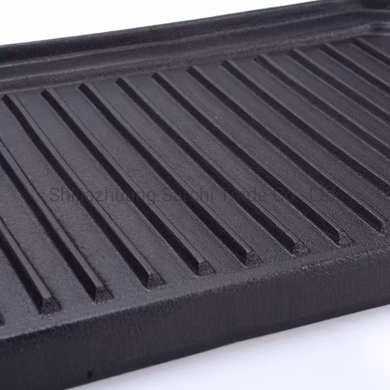 Amazon Solution Cast Iron Rectangular Flat Fry Reversible Roasting BBQ Grill Griddle Pan with LFGB Certificate