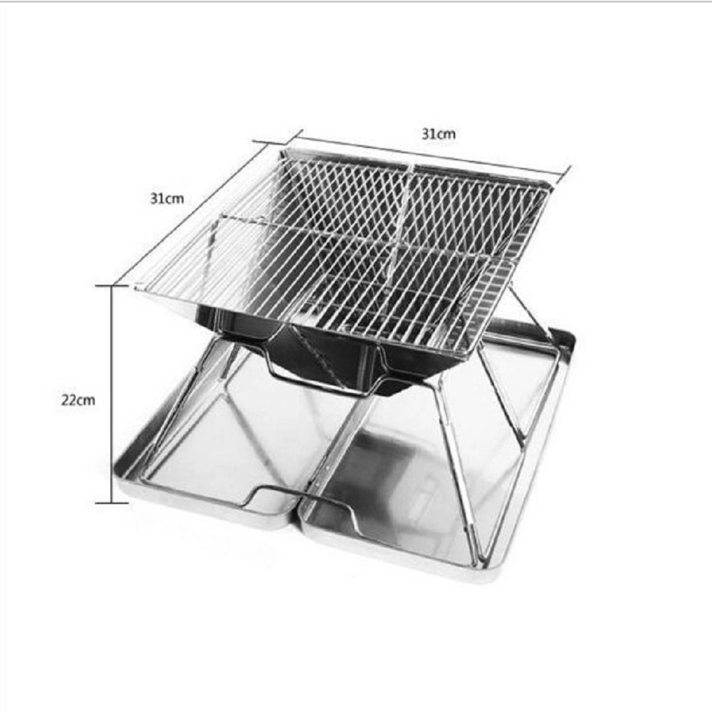 Folding Firewood Stove Stainless Steel Barbecue Stove Outdoor Camping Fire Burning Platform Barbecue Rack Campfire Stove Ai18058