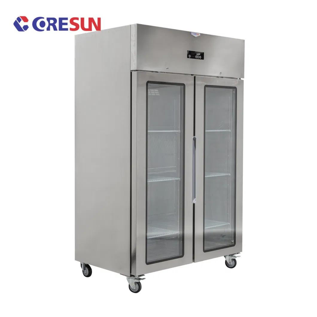 Hot Selling OEM Factory Wholesale Double Glass Door Commercial Upright Chiller Refrigerator Equipment for Supermarket and Restaurant